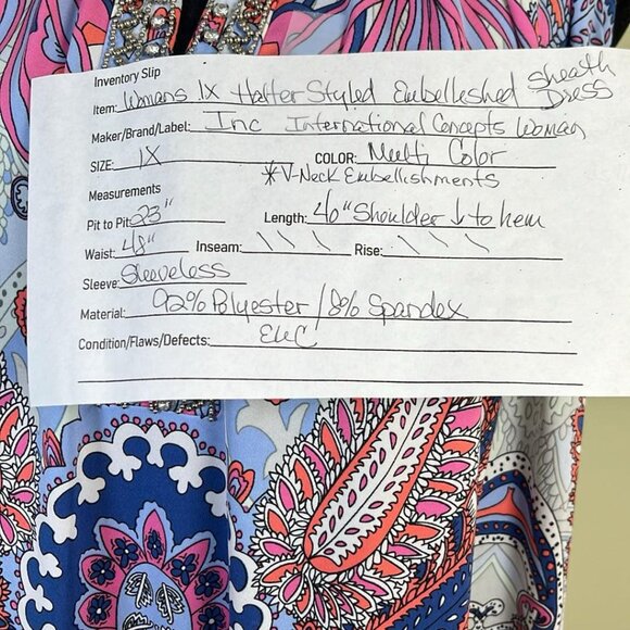 Inc Halter Style 1X Dress Retro Mod GoGo Vibe Wedding Guest Vacation Resort MCM - Picture 2 of 7